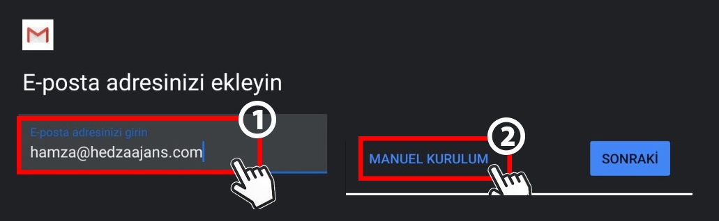Android icin Gmail E-Posta Kurulumu